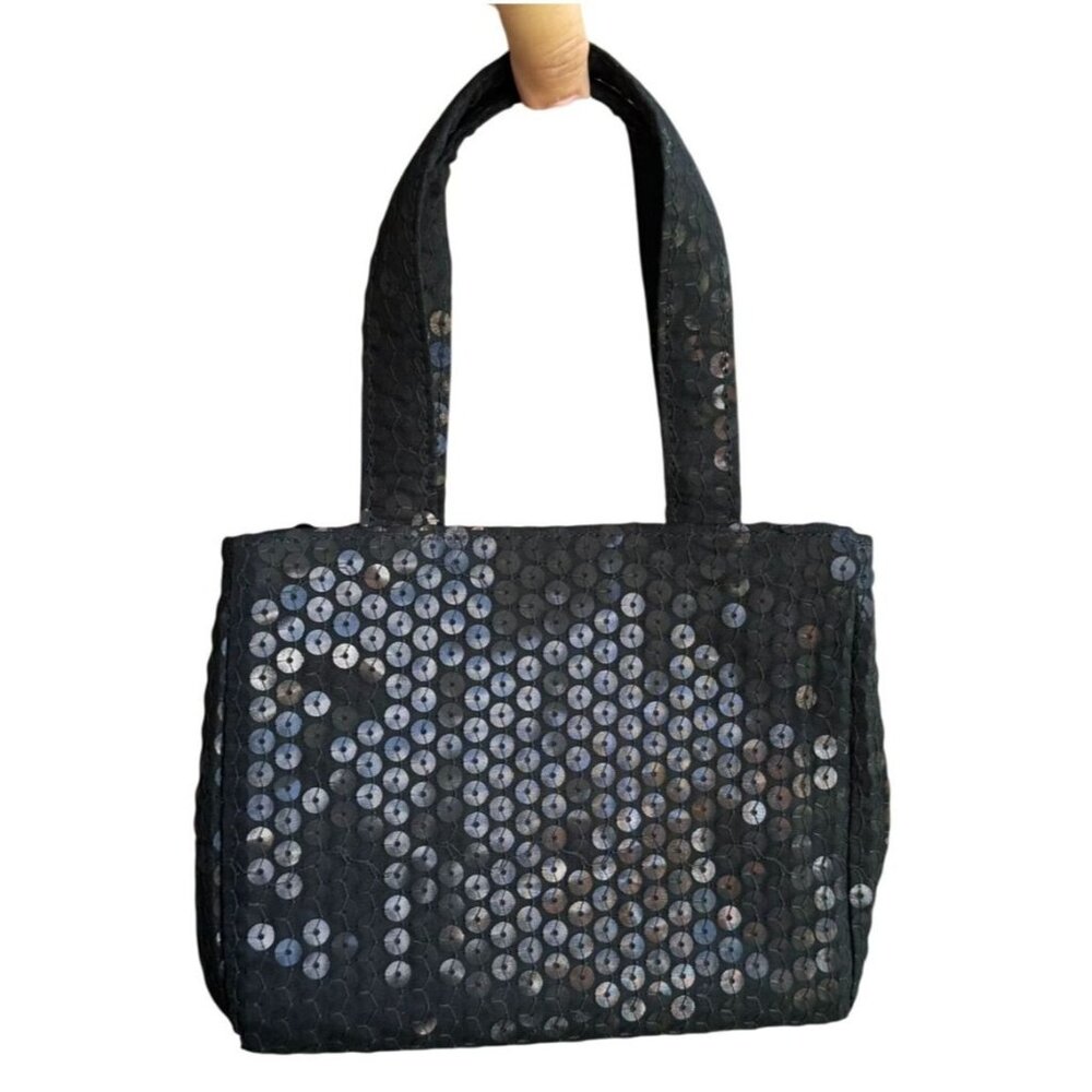 Vintage Summer Tompkins San Francisco Black Sequin Evening Bag Purse